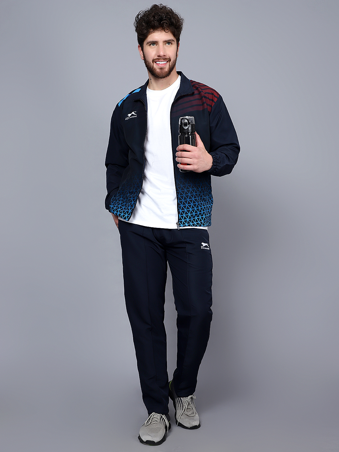 Men's Tracksuit  989-Navy/Cyan/Maroon-H/S-XXL-TZ