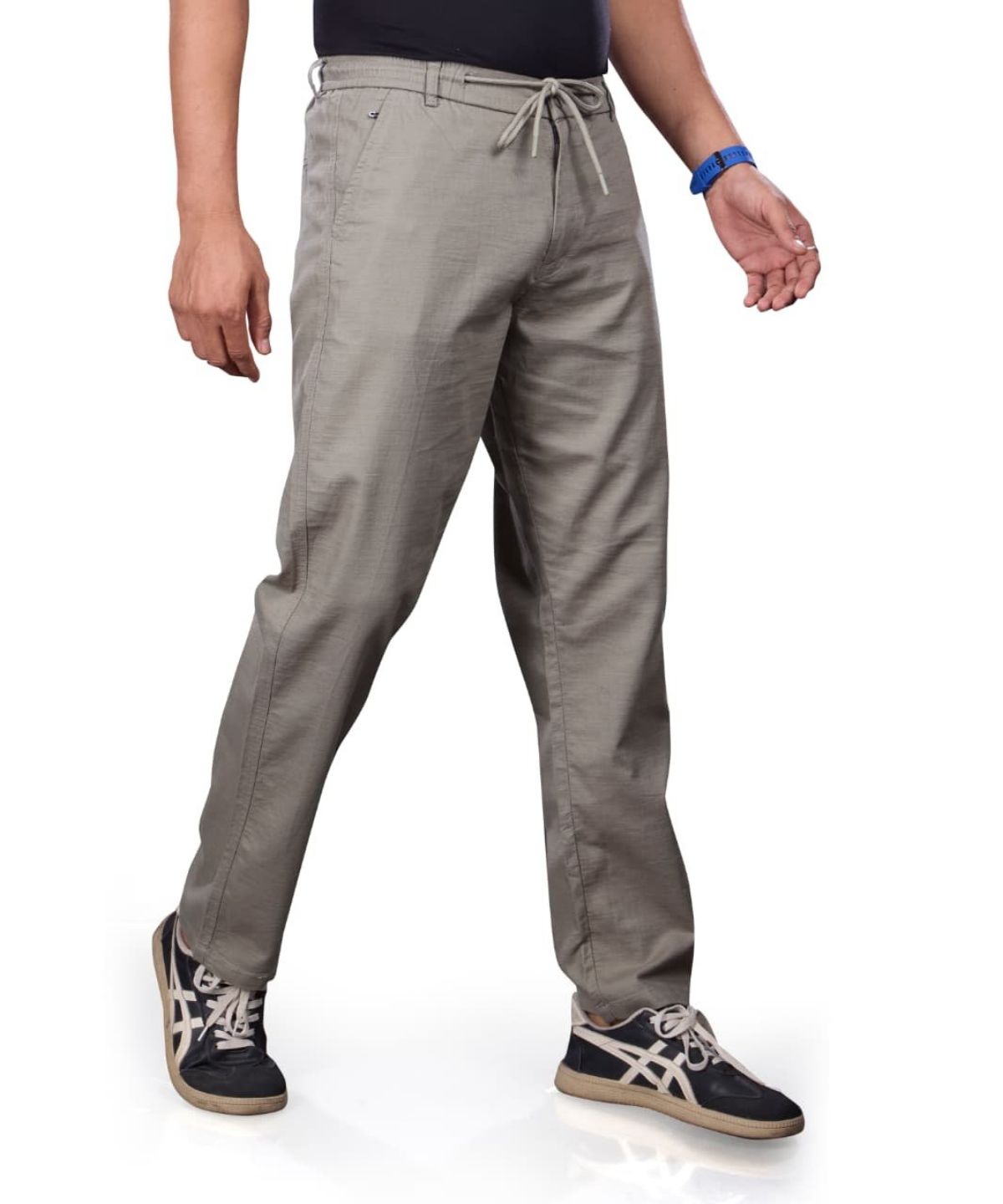 Pro-Noun Men's Lounge Wear Linen Trackpant- D No- 1771-Grey