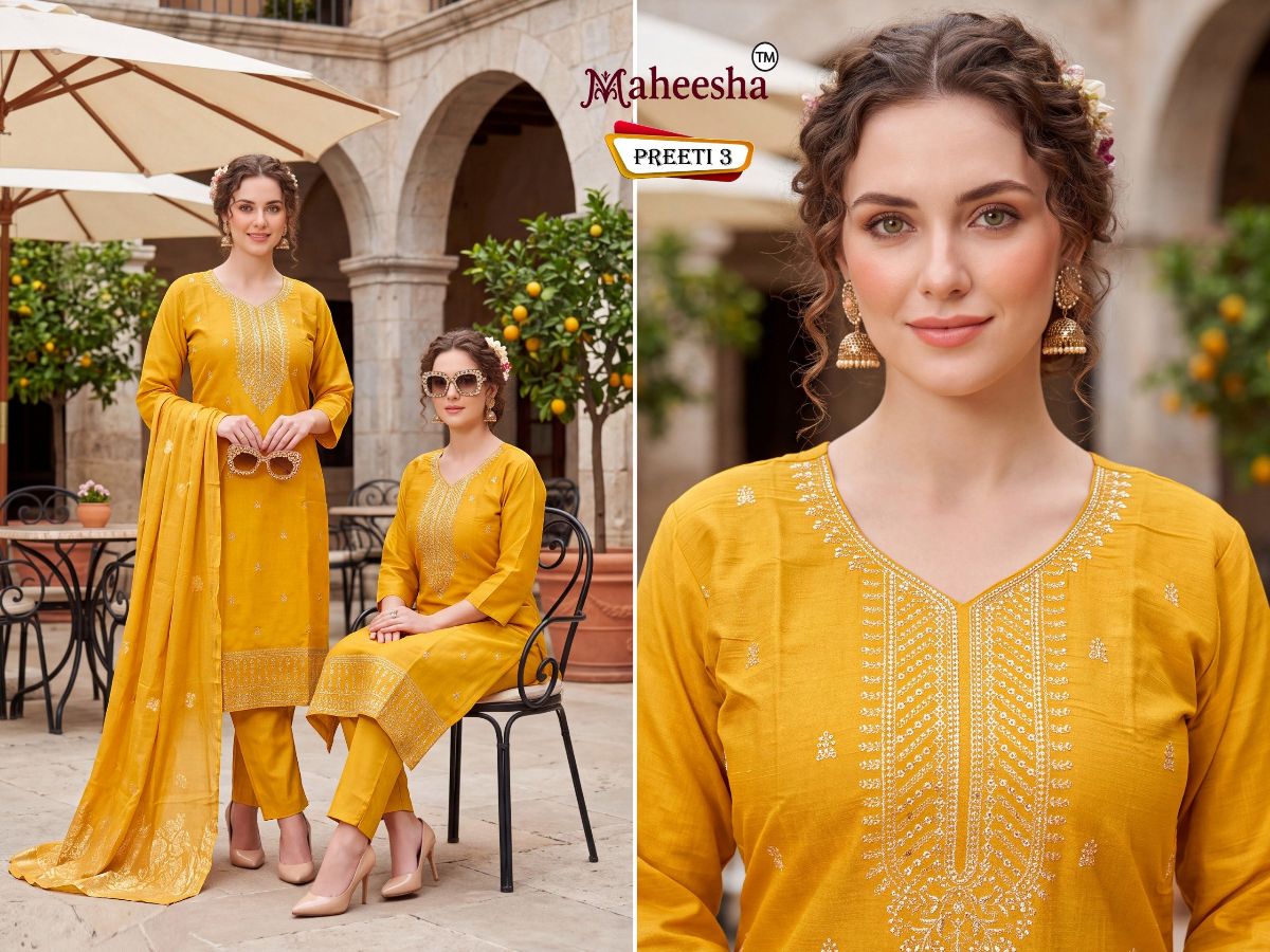 Rani Vastram Women's Ethnic Wear Suit & Bottom Set with Dupatta- Preeti-3