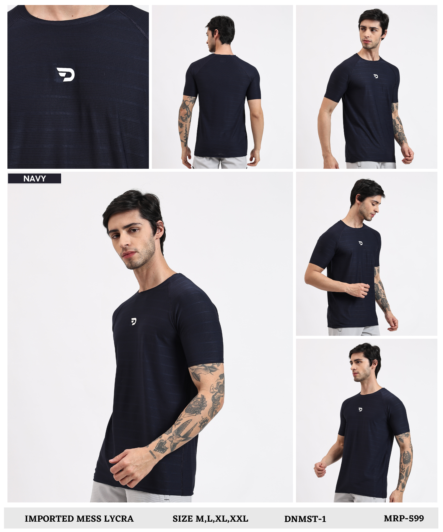 Power T-shirt - Pin Point Mess Lycra (GSM 180)