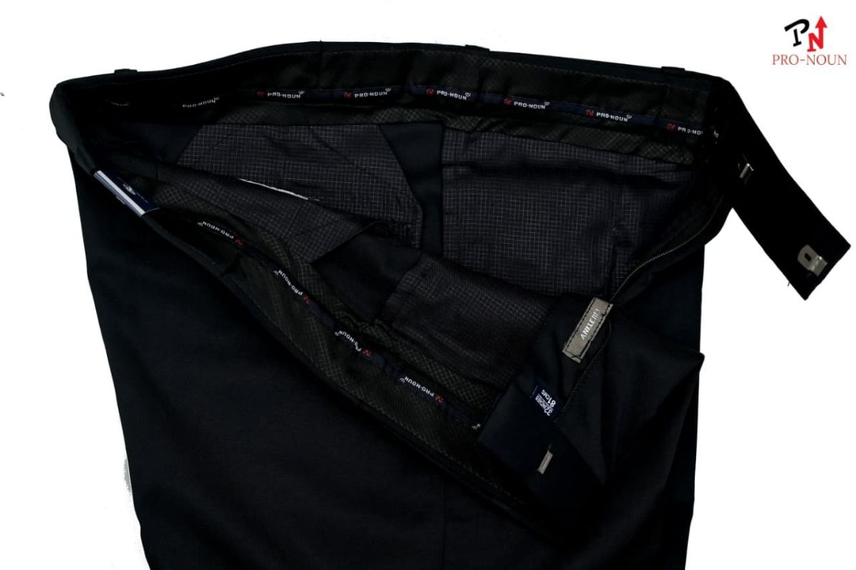 Pro-Noun Men's  Formal Trouser Pants With Adjustable belt D No- Copper Bento-(30-36)- Black