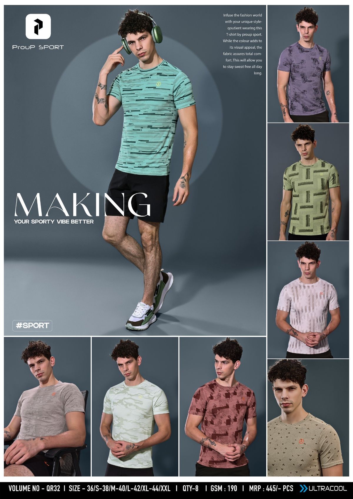 Men's Plain Round Neck Neck Half Sleeves Jacquard Canva T-shirts - D No QR-32_3