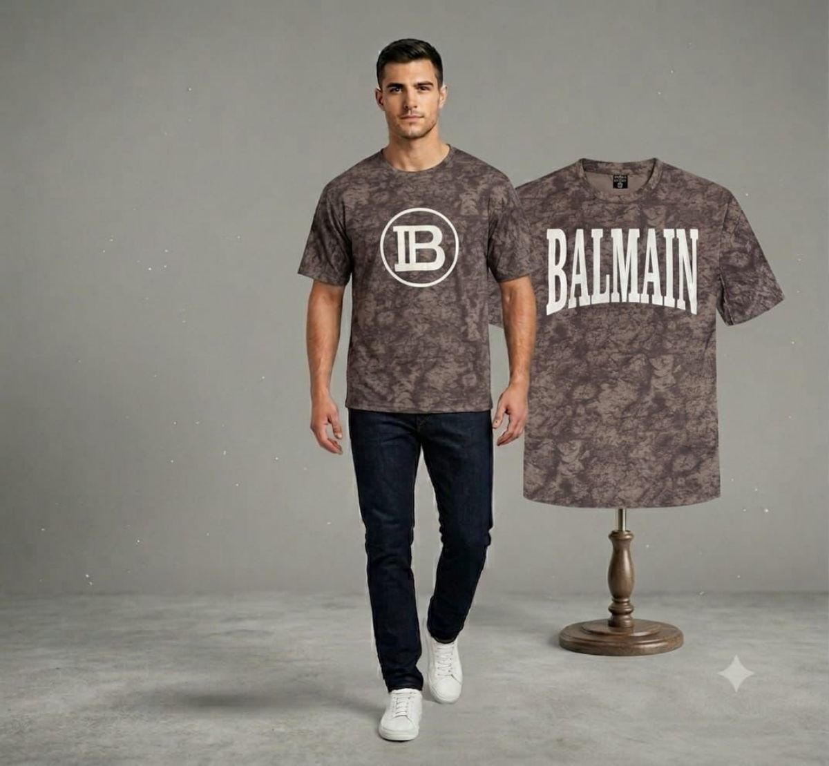 Men's OB BALMIN Chinese Cotton Fabric Down shoulder T-shirt Set By Magic fit - Tan