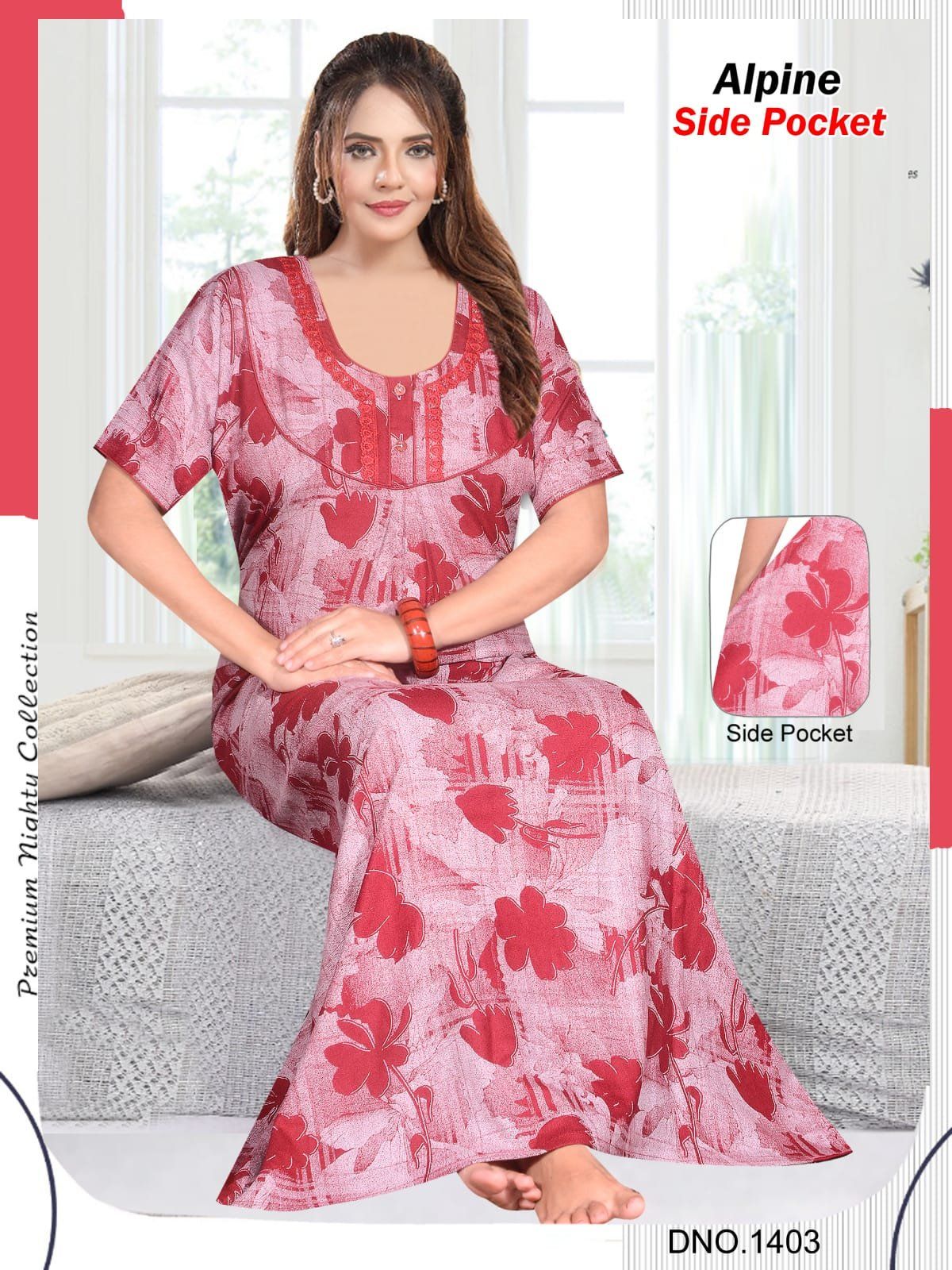 Women's Alpine Premium Nighties 2 Button GPO Lace