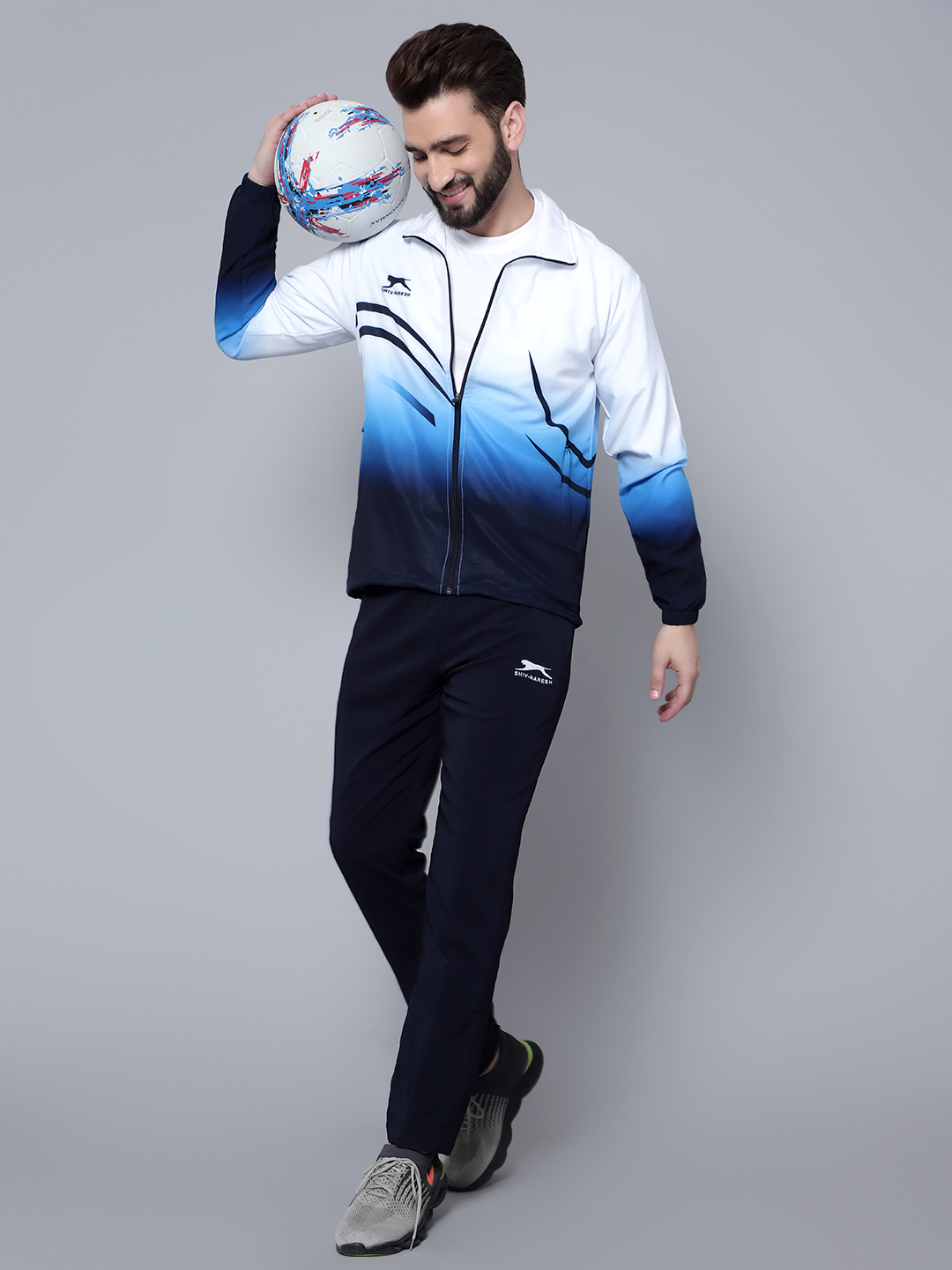 Men's Tracksuit  E-SNTSNXFS965_White/Navy/Cyan_3XL_NS Spandex