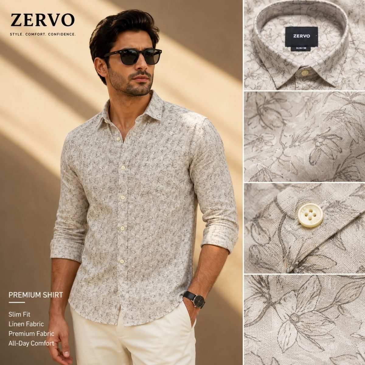 Zervo Men's Linen Printed Shirts
