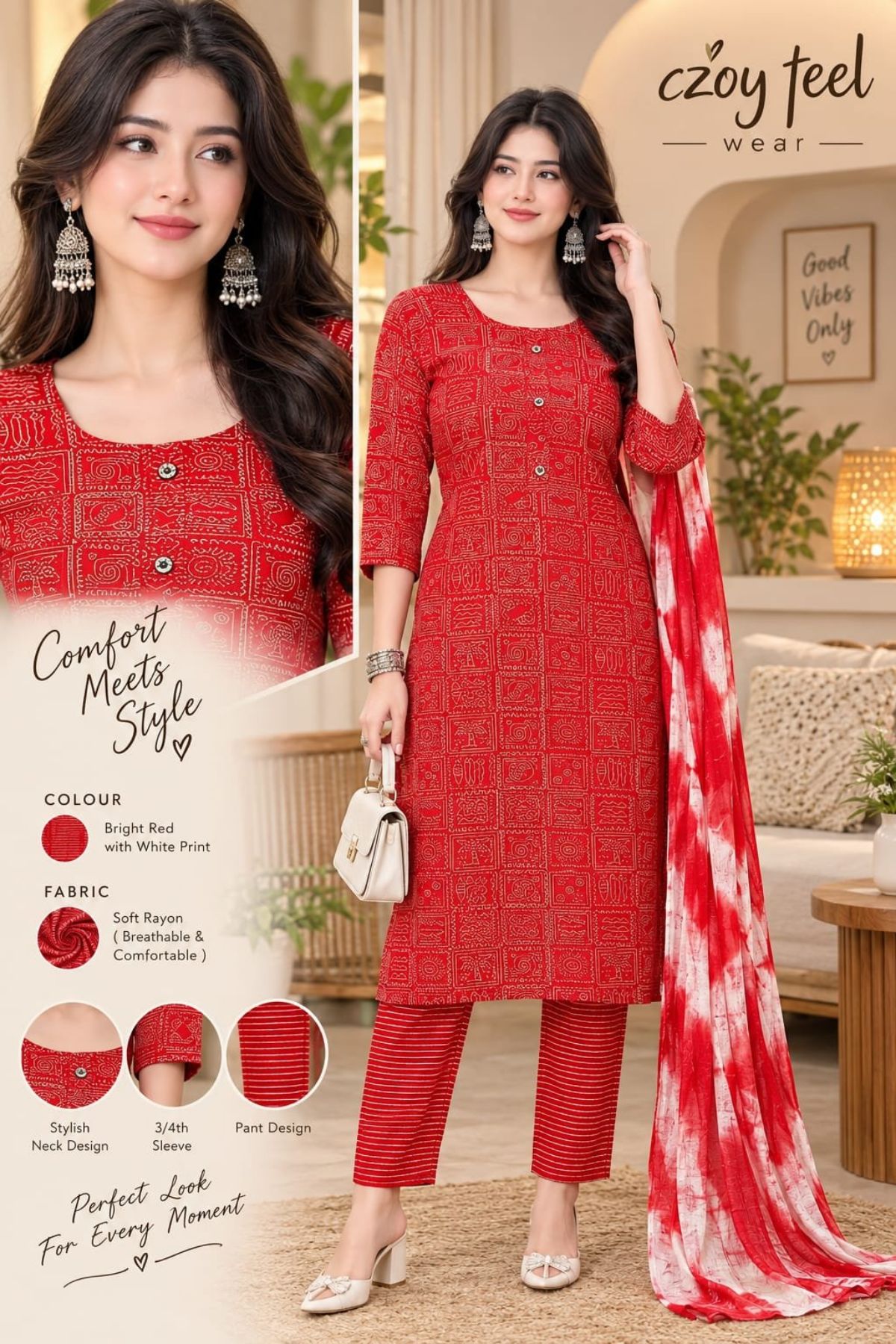 Women's Cotton 3 Pcs Set