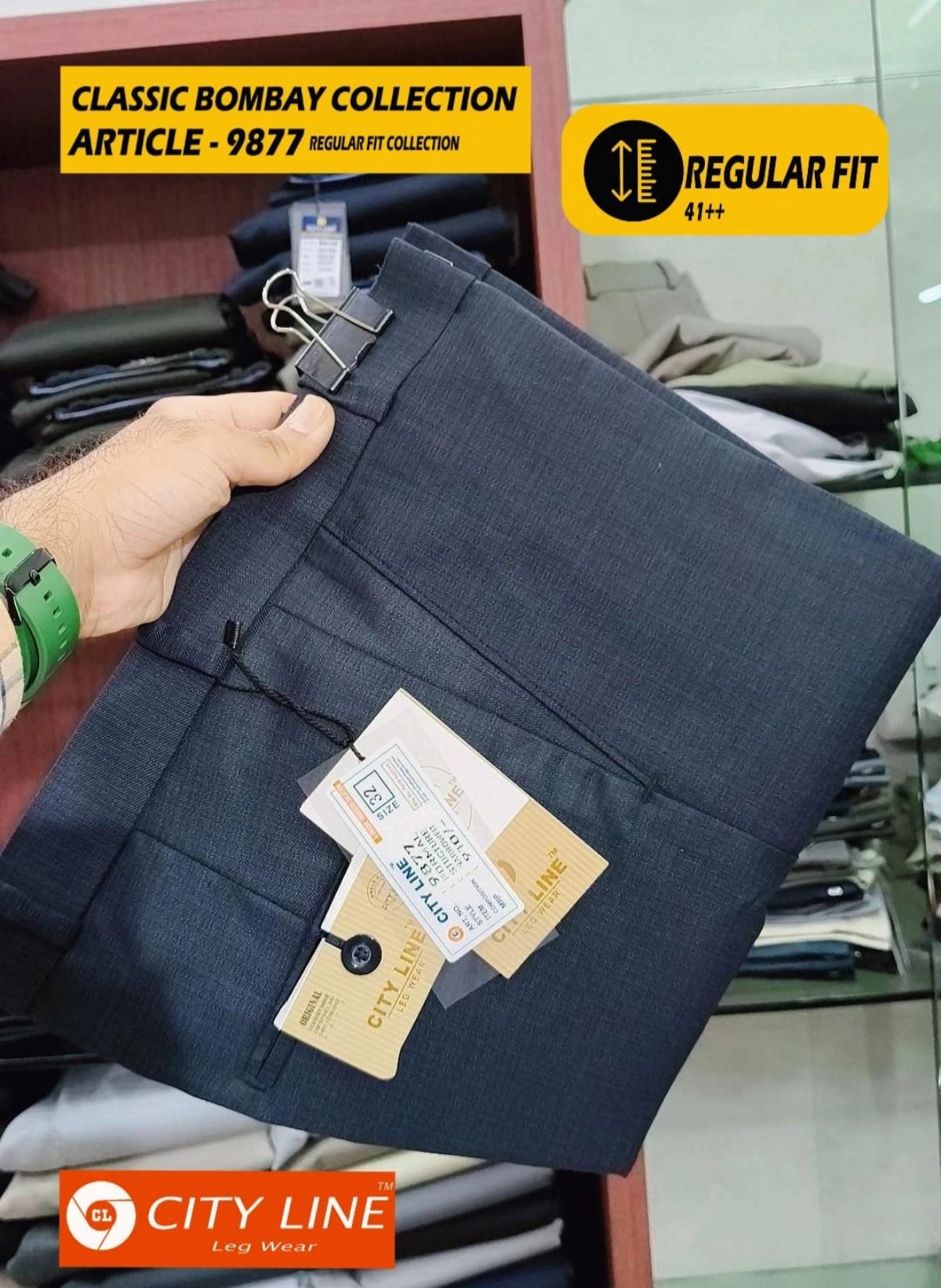 Men's Premium Regular fit Cotton Formal Lycra Pants -9877