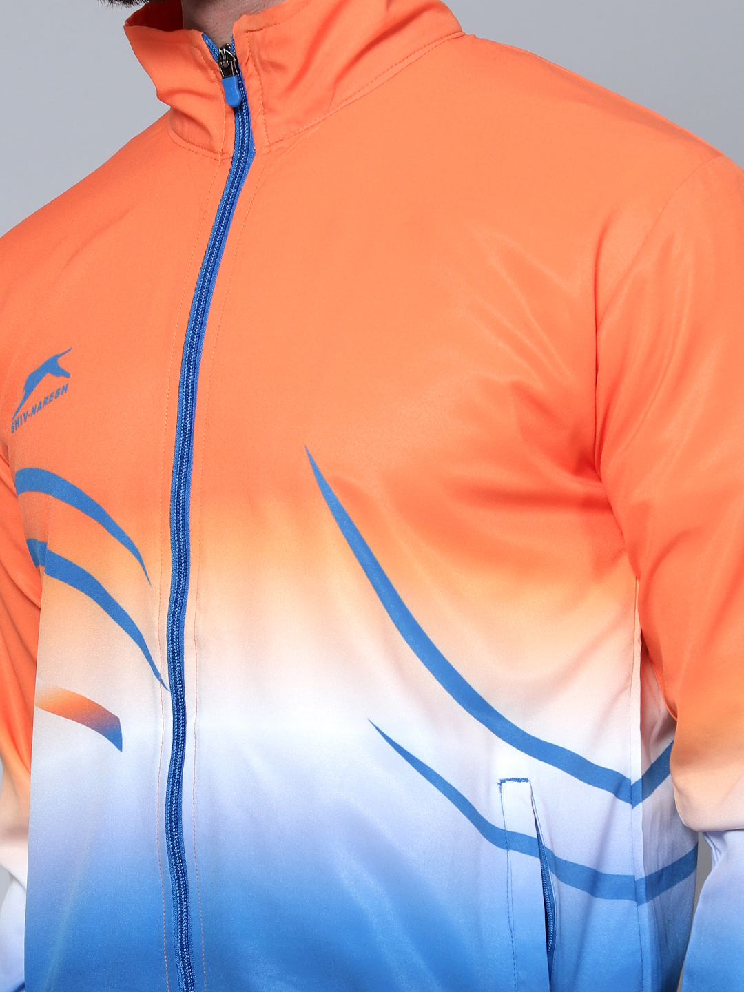 Men's Tracksuit  E-SNTSNXFS965_Orange/Royal/White_XL_NS Spandex