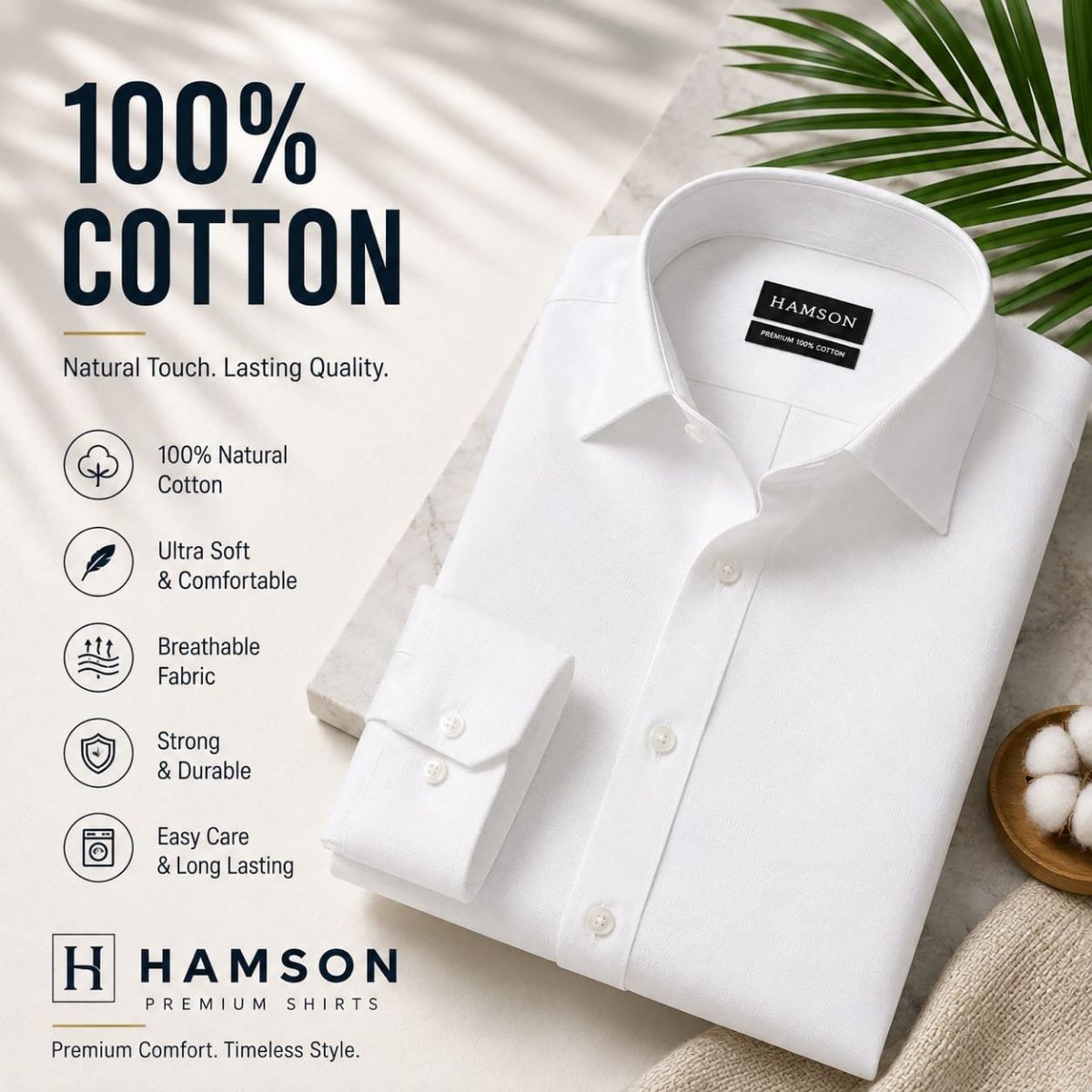 Hamson 100% Cotton Shirts For Men