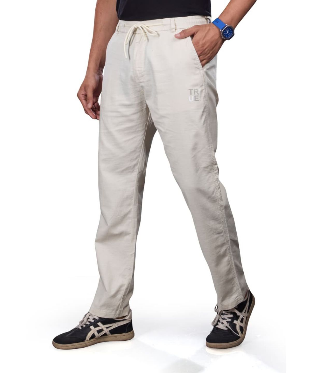 Pro-Noun Men's Lounge Wear Linen Trackpant- D No- 1771-Cream