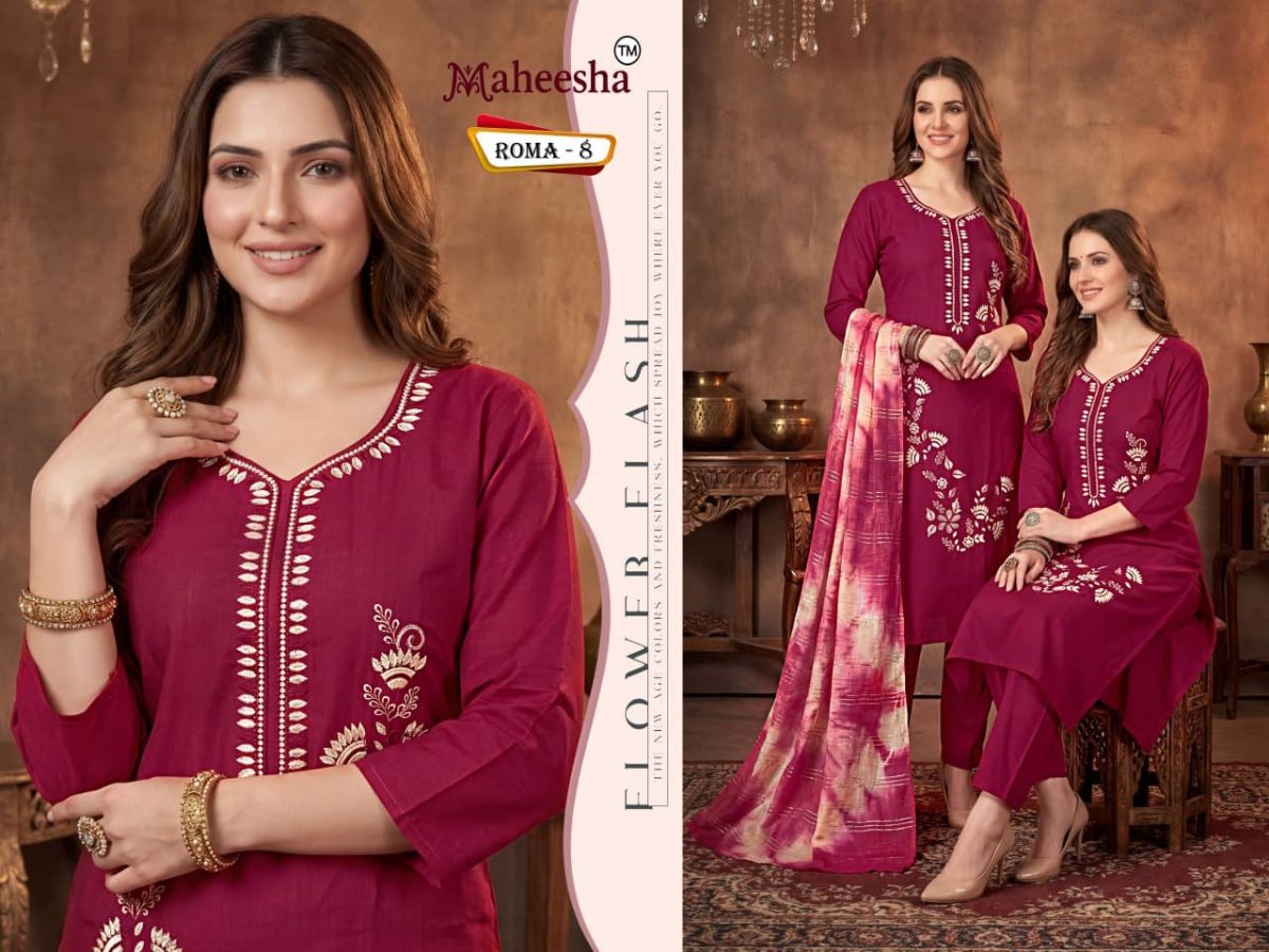 Rani Vastram Women's Ethnic Wear Suit & Bottom Set with Dupatta-  Roma 8