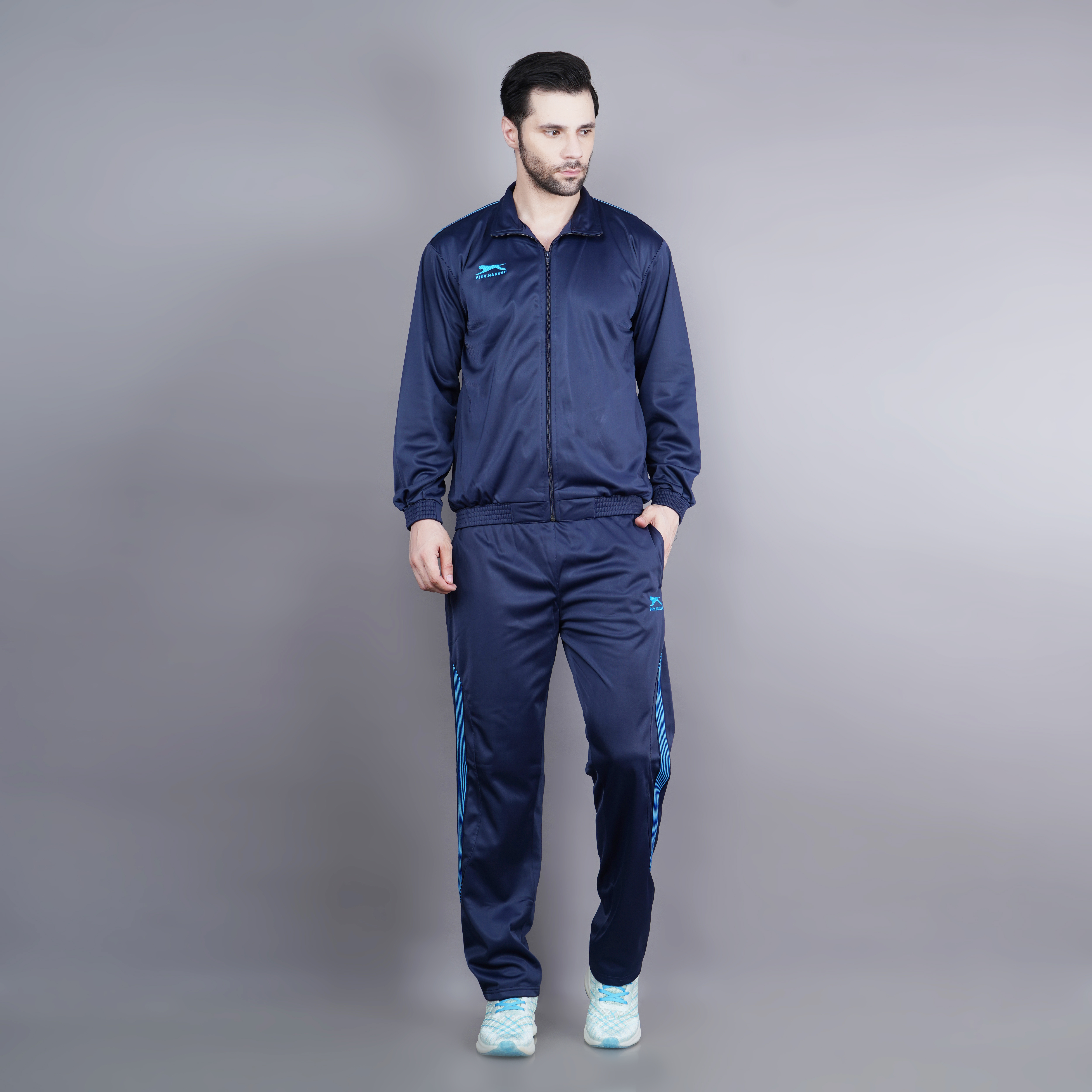 Men's Tracksuit  497A-TP-Navy/Cyan-XL