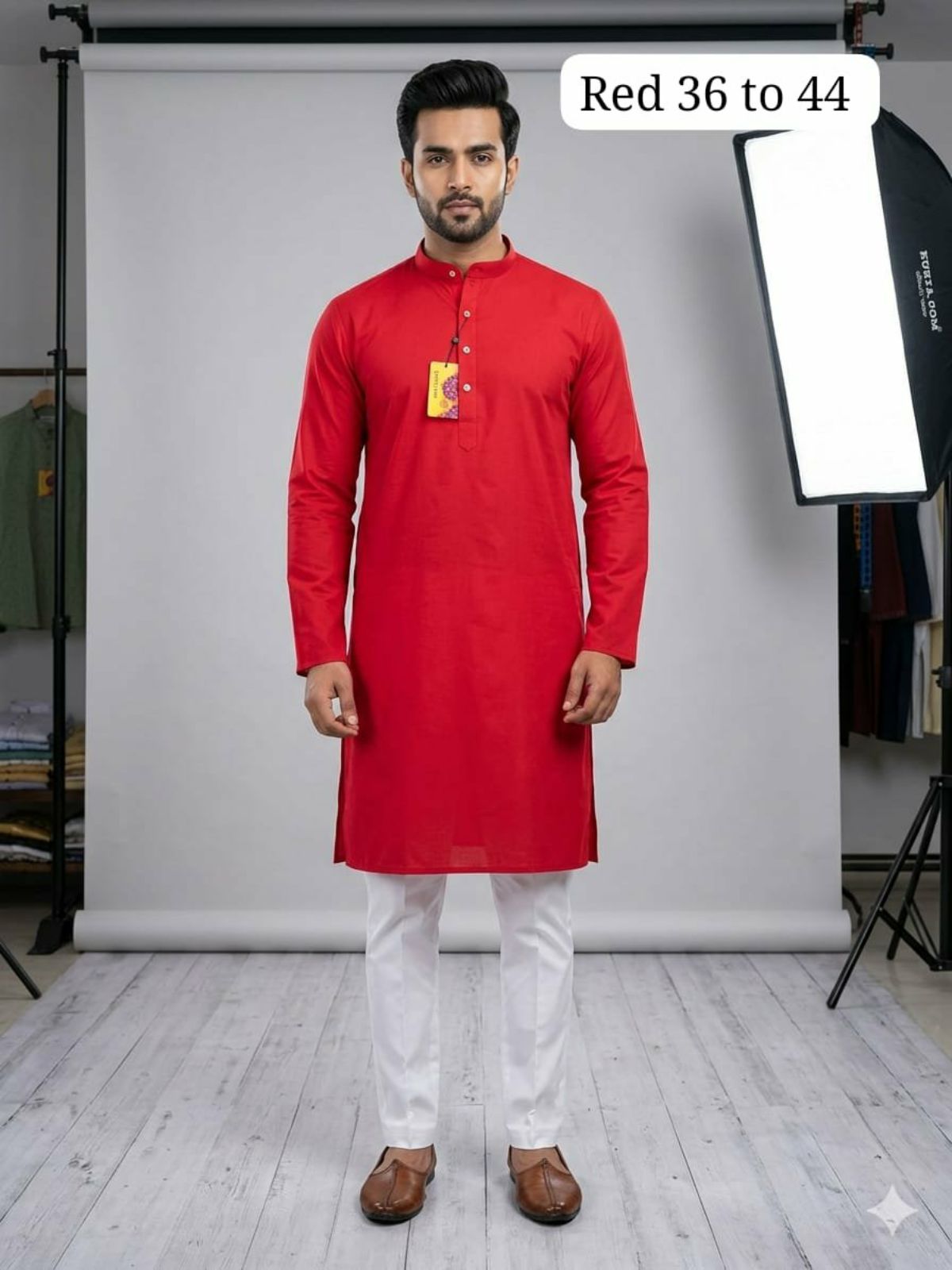 Plain Red Colour Kurta Pajama