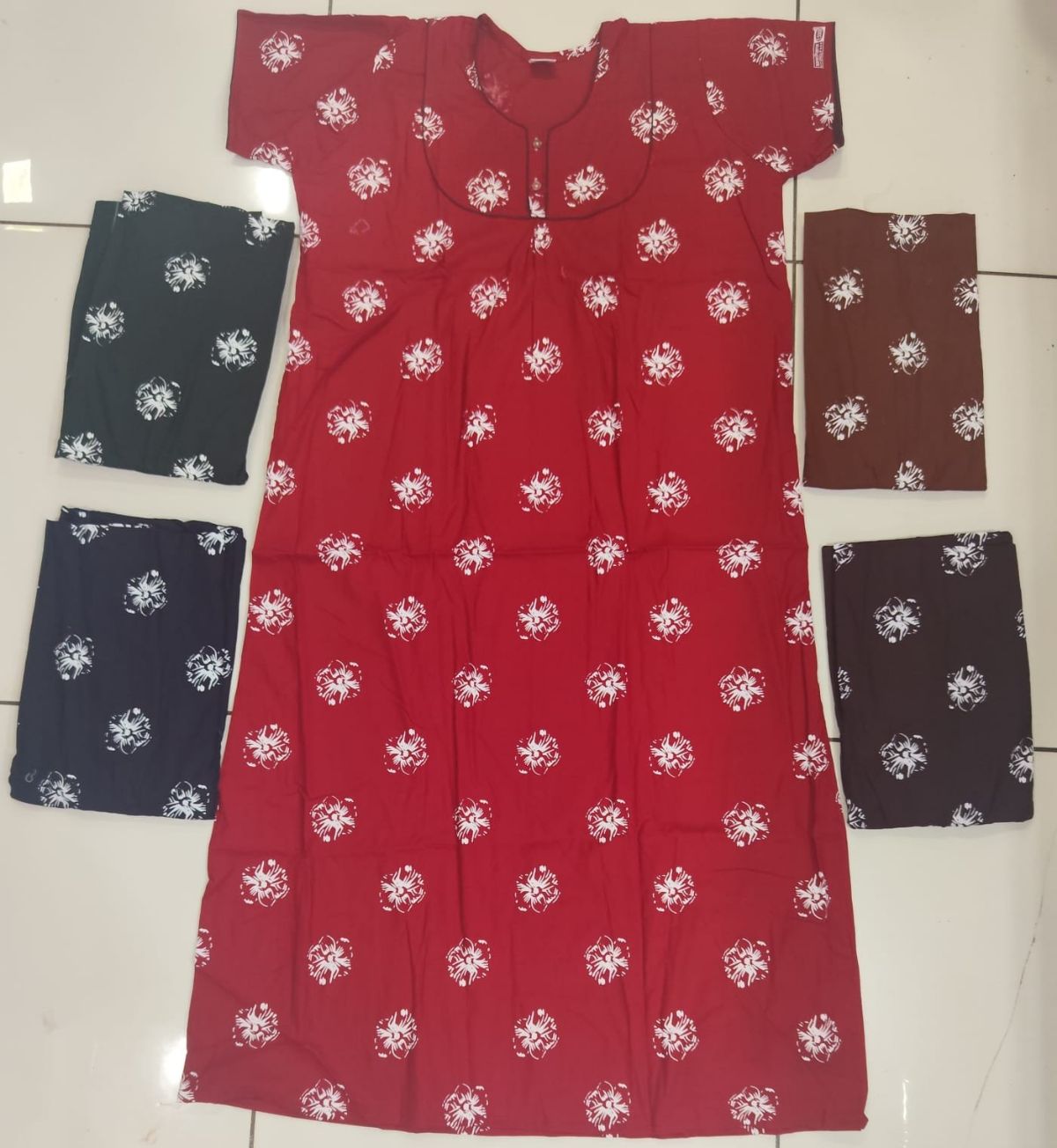 Women Pure Cotton 2 Button Piping Maxi