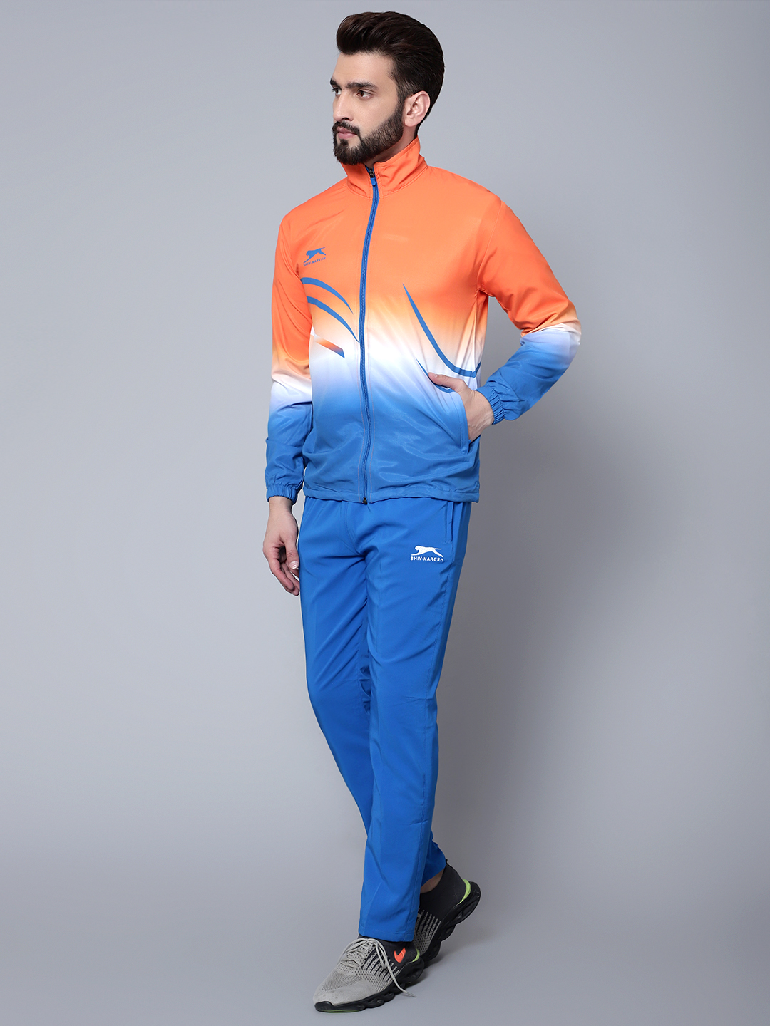 Men's Tracksuit  965-Orange/Royal/White-H/S-XL-TZ