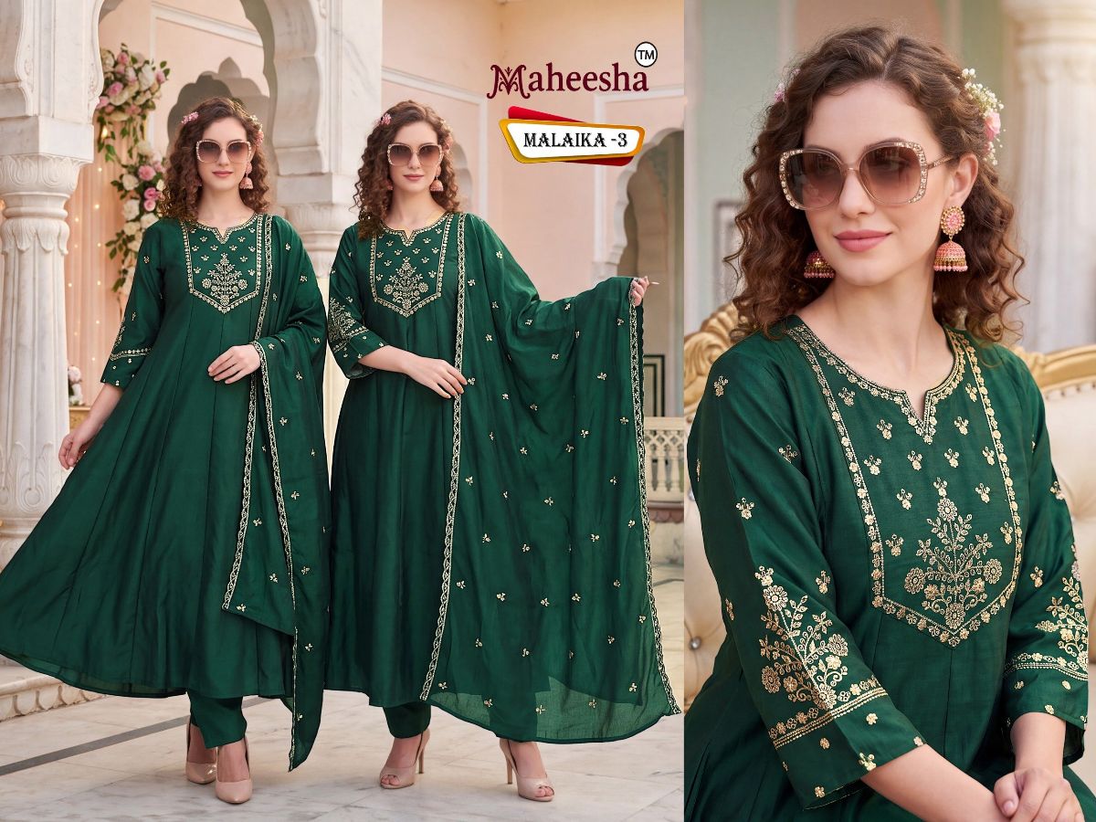 Rani Vastram Women's Ethnic Wear Suit & Bottom Set with Dupatta- Malaika-3
