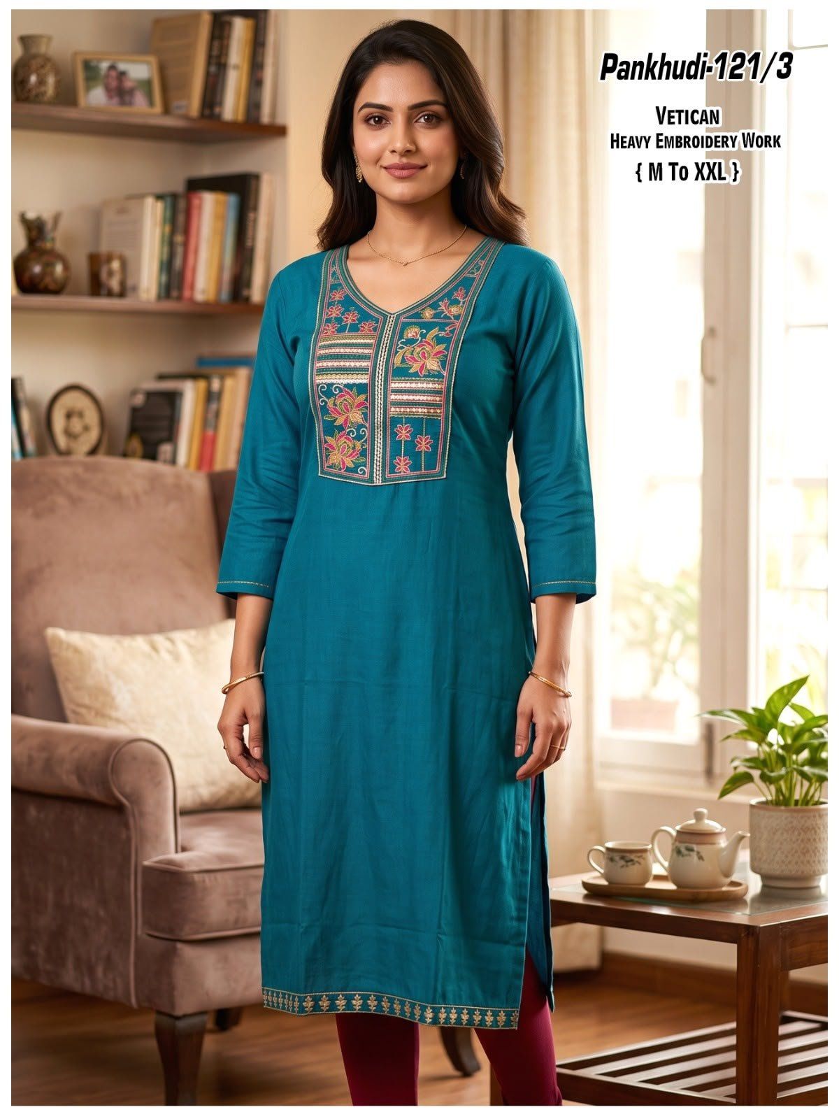 Women's Ethnic Wear Vetican Straight Kurti Pankhudi- 121/3