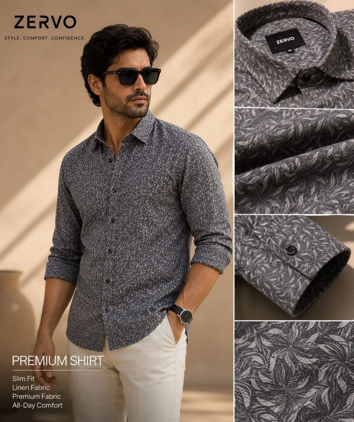Zervo Men's Linen Printed Shirts