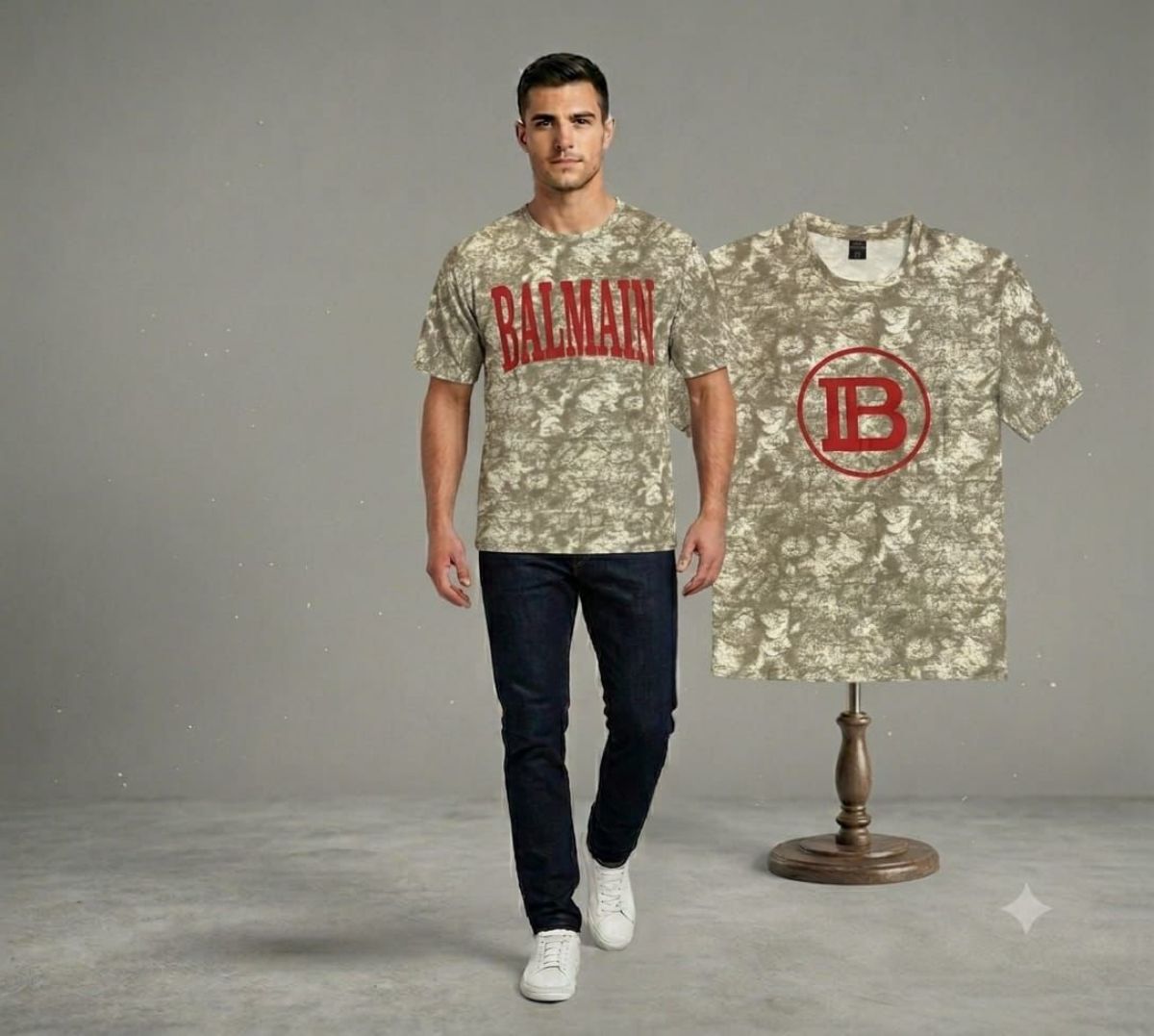 Men's OB BALMIN Chinese Cotton Fabric Down shoulder T-shirt Set By Magic fit - Pista Green