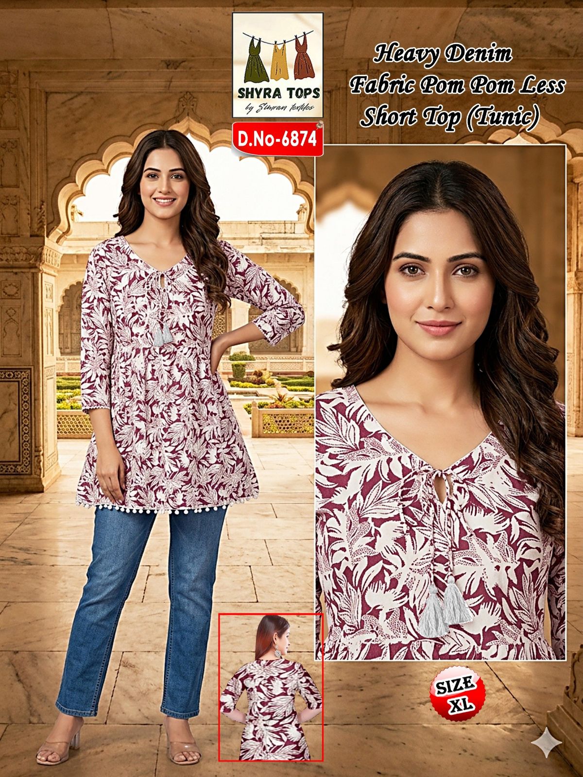 Women's Poly Cotton Short Kurti-6874