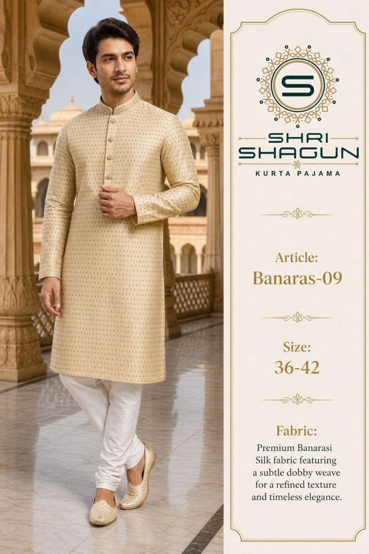 Shri Shagun Banaras dobby Kurta Pajama Set-09