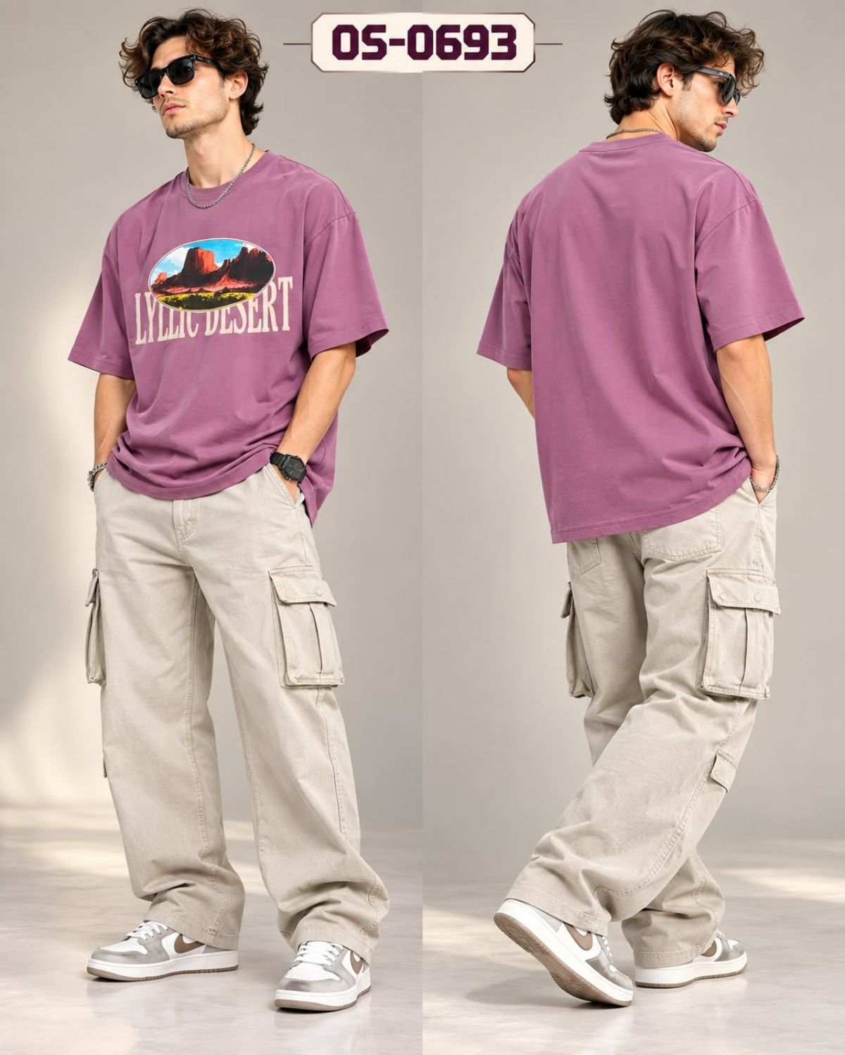 TOMHIDDLE MENS OVERSIZED PRINTED DOWN SHOULDER T-SHIRT- A4-OS-0693