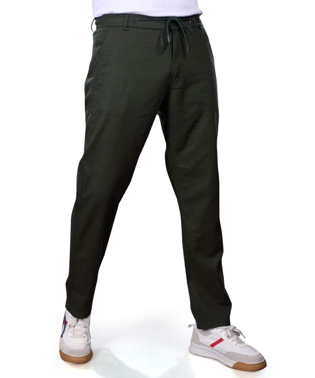 Pro-Noun Men's Lounge Wear Linen Trackpant- D No- 1771-Bottle Green