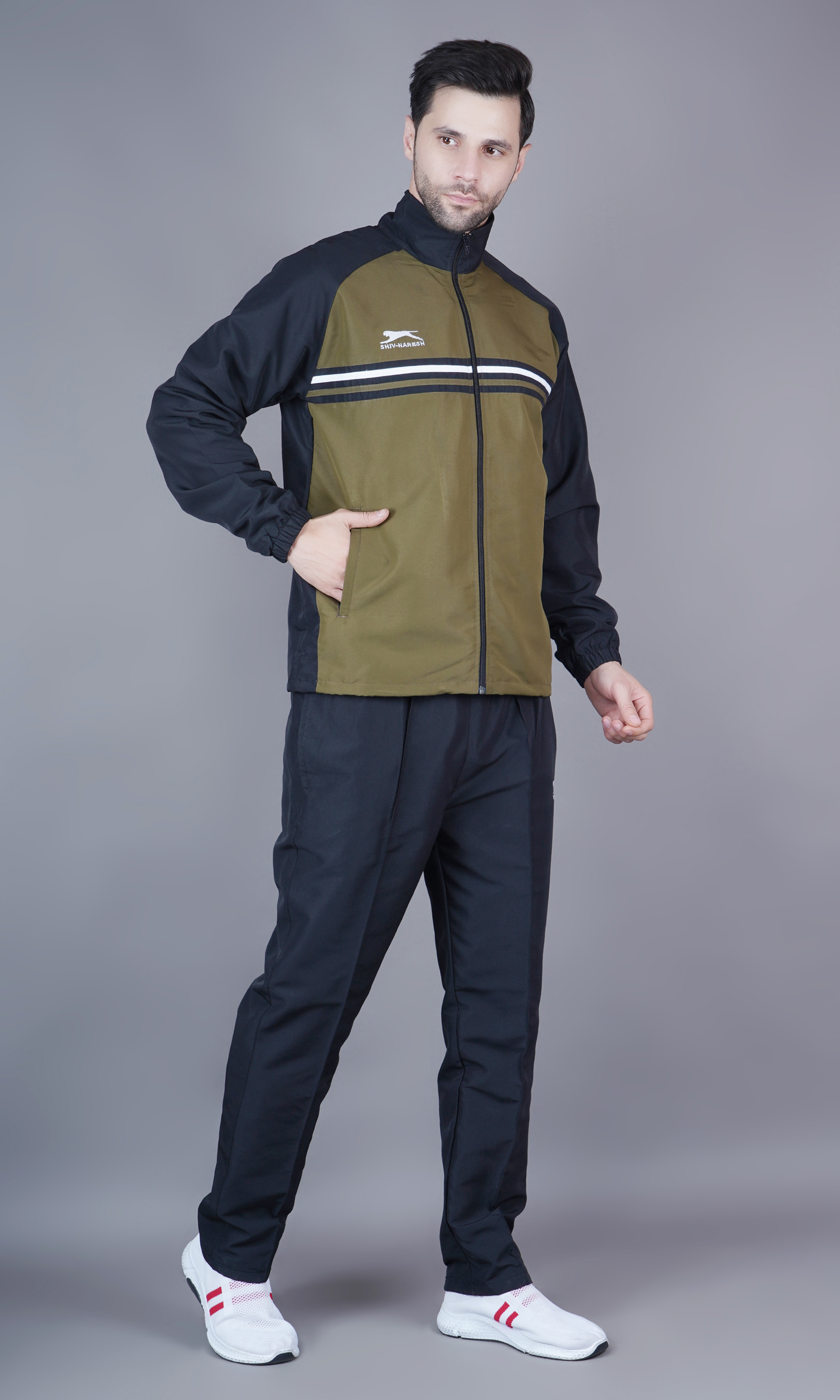 Men's Tracksuit  469B-Black/Olive-M-TZ
