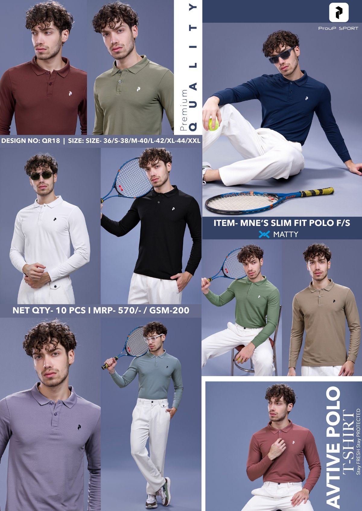 Men's Plain Milange Matty Collar Neck Full Sleeve with Hand Cuff T-shirts- QR-18