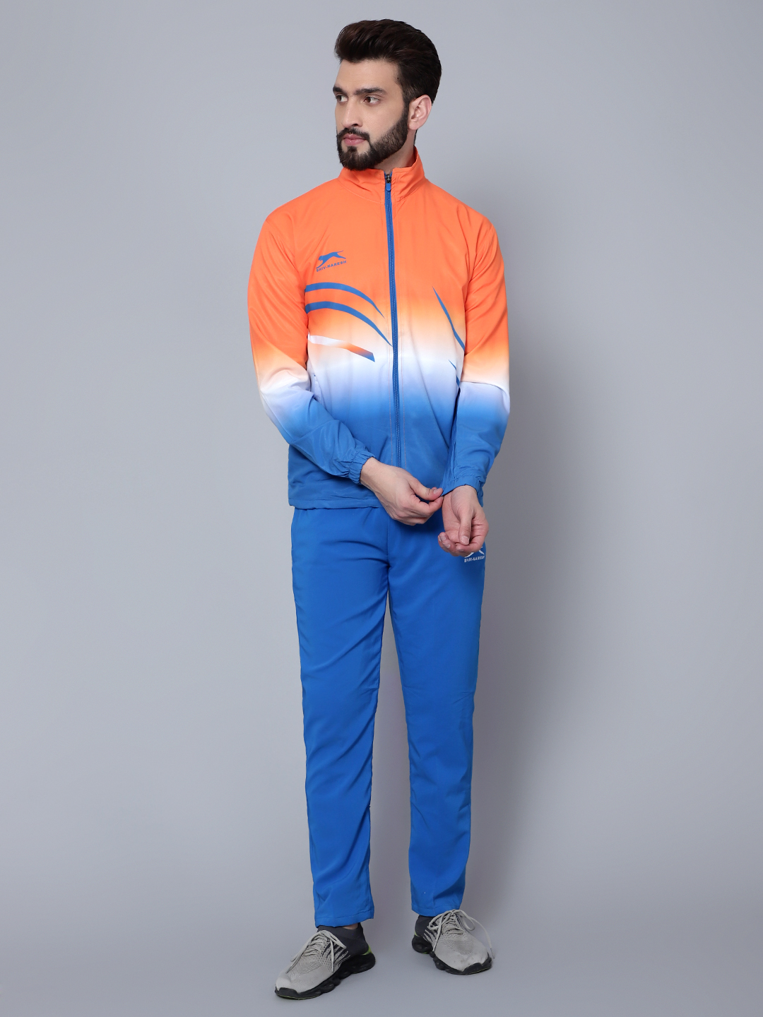 Men's Tracksuit  E-SNTSNXFS965_Orange/Royal/White_XL_NS Spandex
