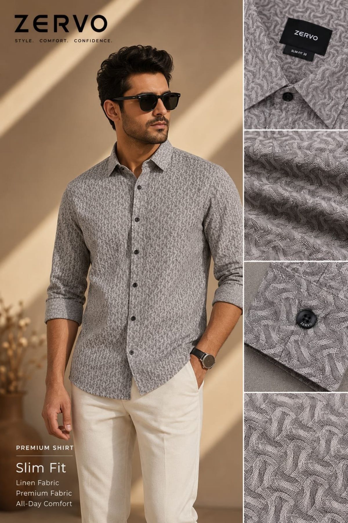 Zervo Men's Linen Printed Shirts