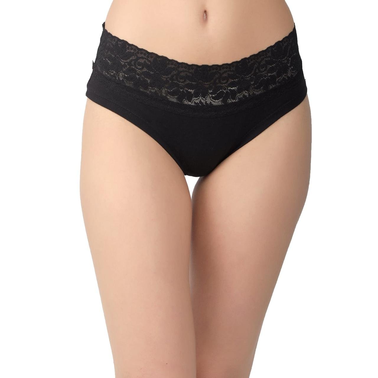 Teusy Woman Top Lace Panty Set-Black