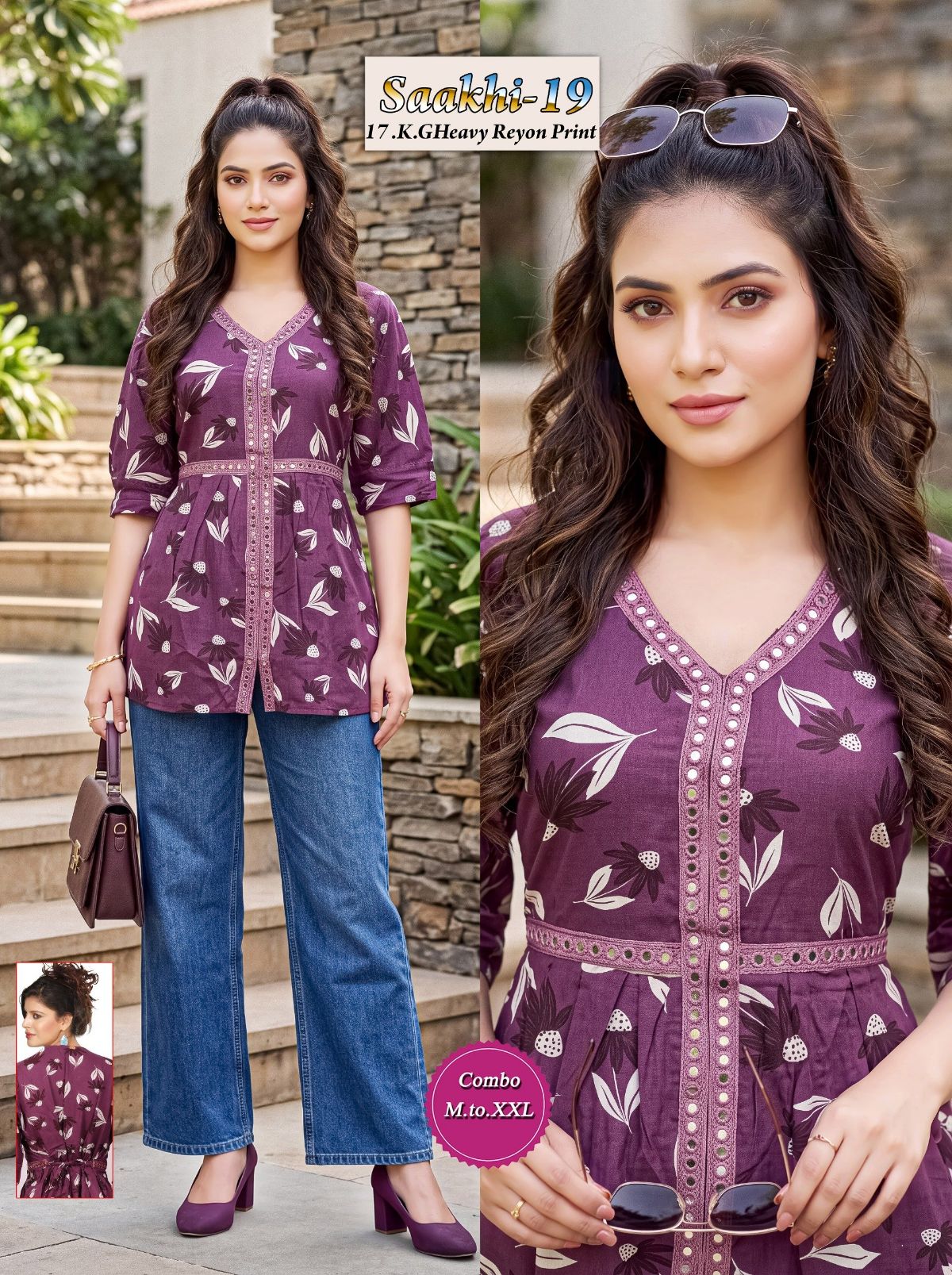 Shree Surbhi Women's Rayon Mirror Work Short Kurti-  Saakhi-19