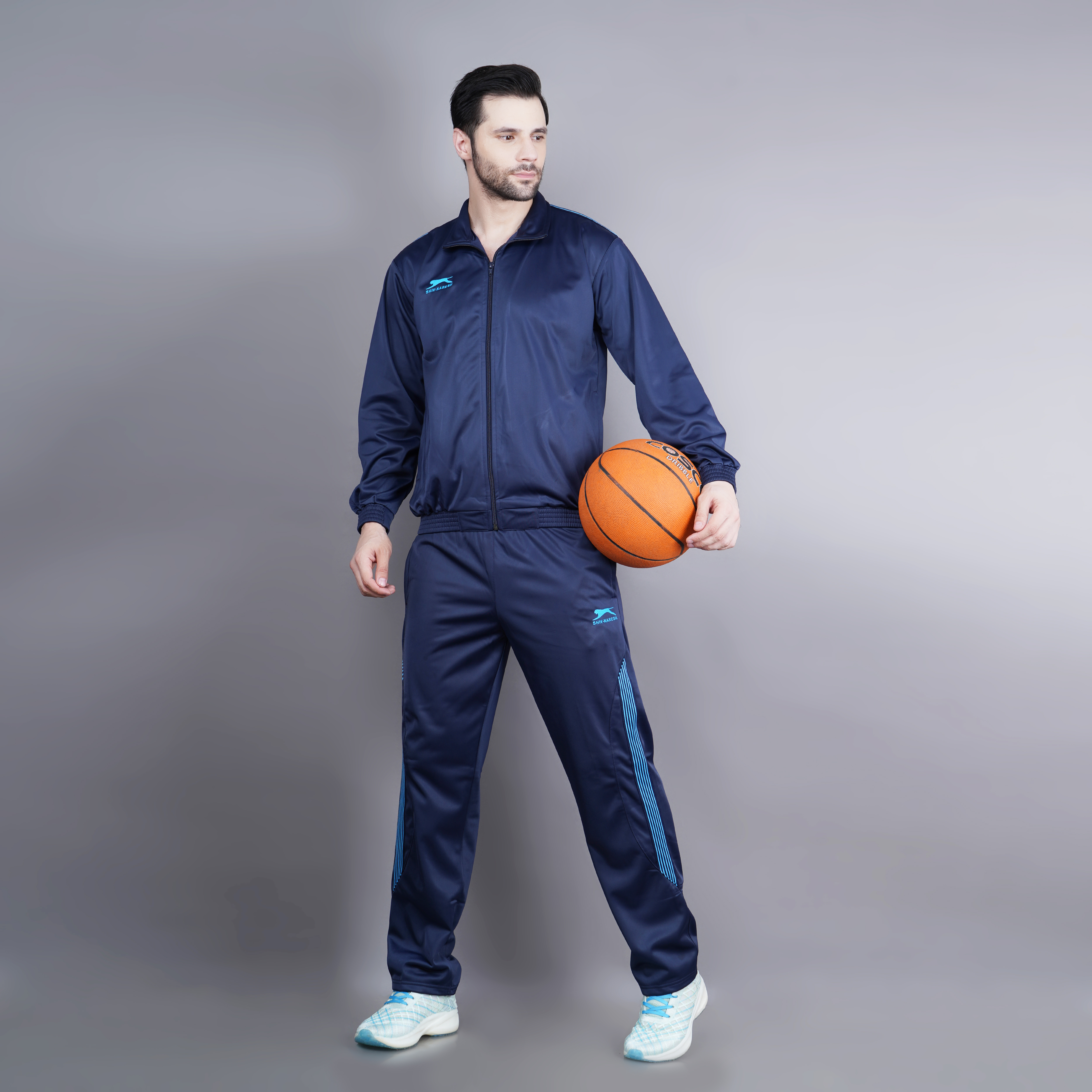 Men's Tracksuit  497A-TP-Navy/Cyan-XXL