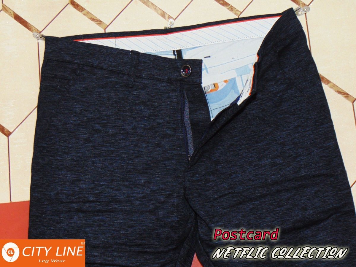 Men's cotton Knitted Japanese Navy Blue Pants-9069