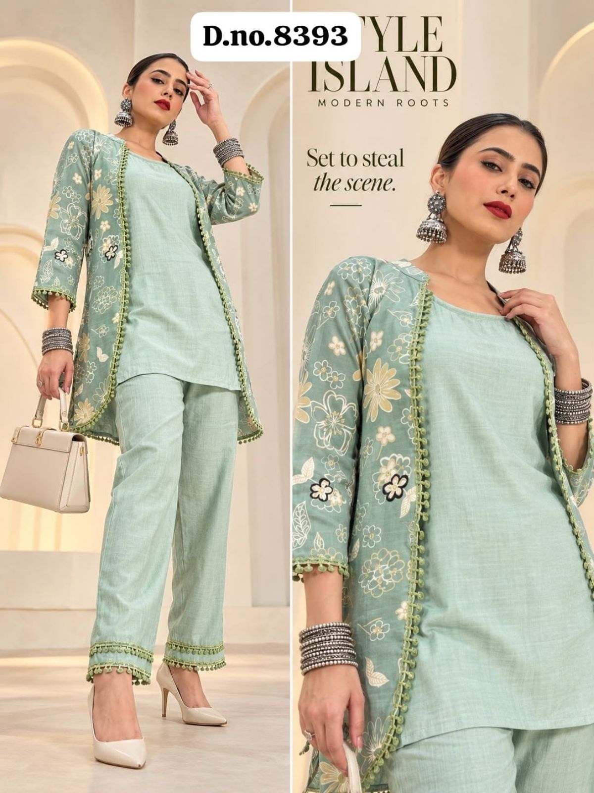 Women's Ethnic Wear Kurta Bottom Set With Separate inner Lace Work D No-8393