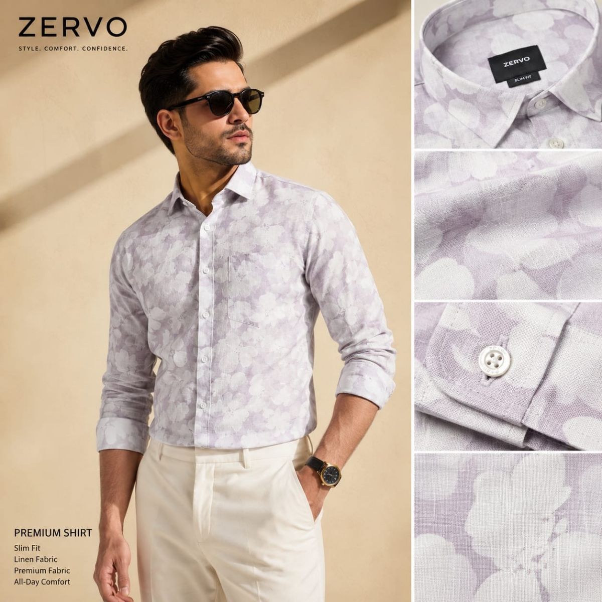 Zervo Men's Linen Printed Shirts