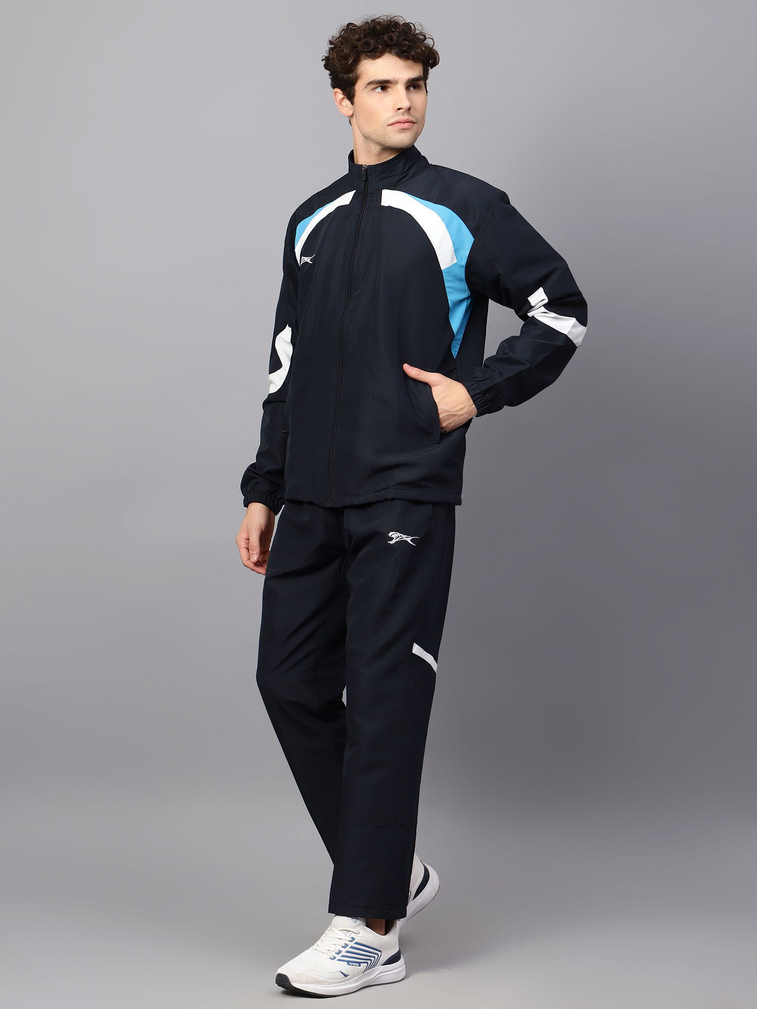 Men's Tracksuit  444B-Navy/Cyan/White-S-TZ