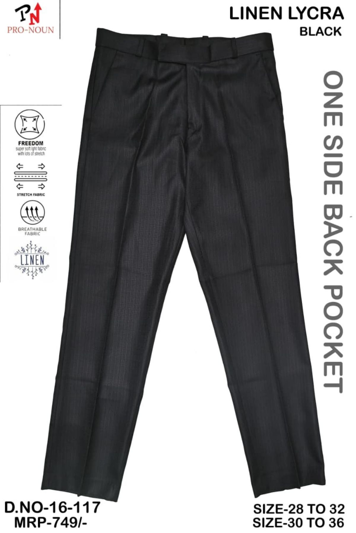 Pro-Noun Men's Slim Fit Strechable Formal Pants- 117-16 (30-36)