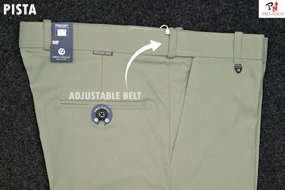 Pro-Noun Men's  Formal Trouser Pants With Adjustable belt D No- Copper Bento-(28-32)- Pista
