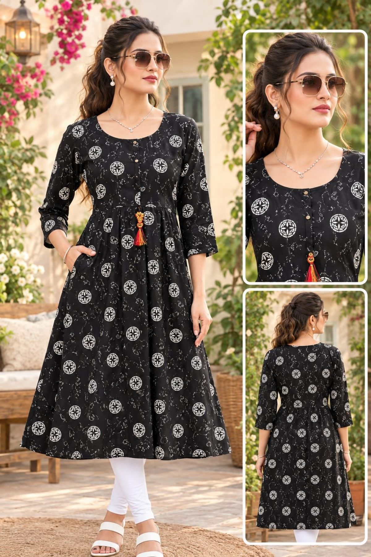 Women's Rayon Ghera Kurti