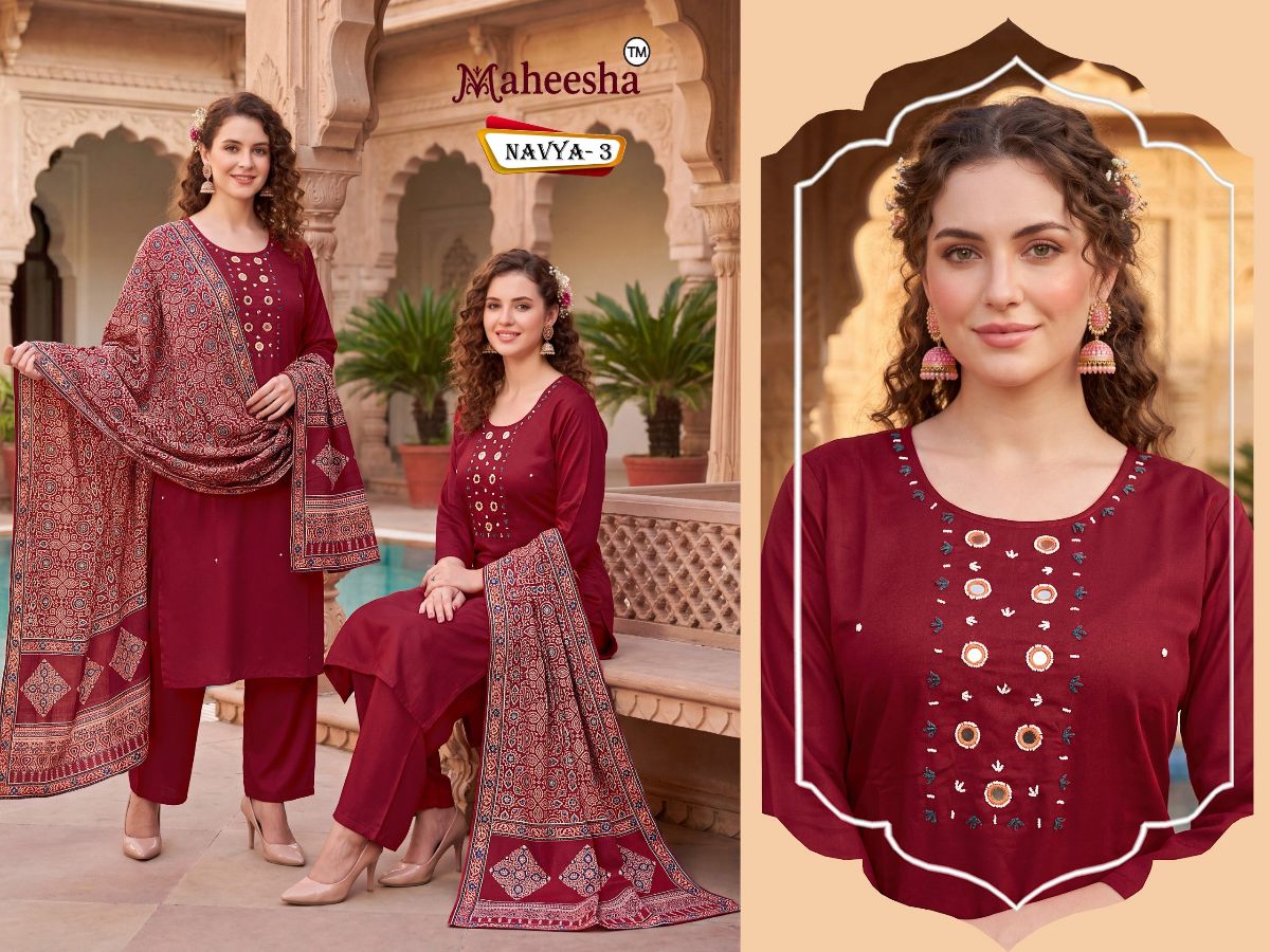 Rani Vastram Women's Gaji Silk with Mirror Work Kurta Bottom Set with Duppata - Navya-3
