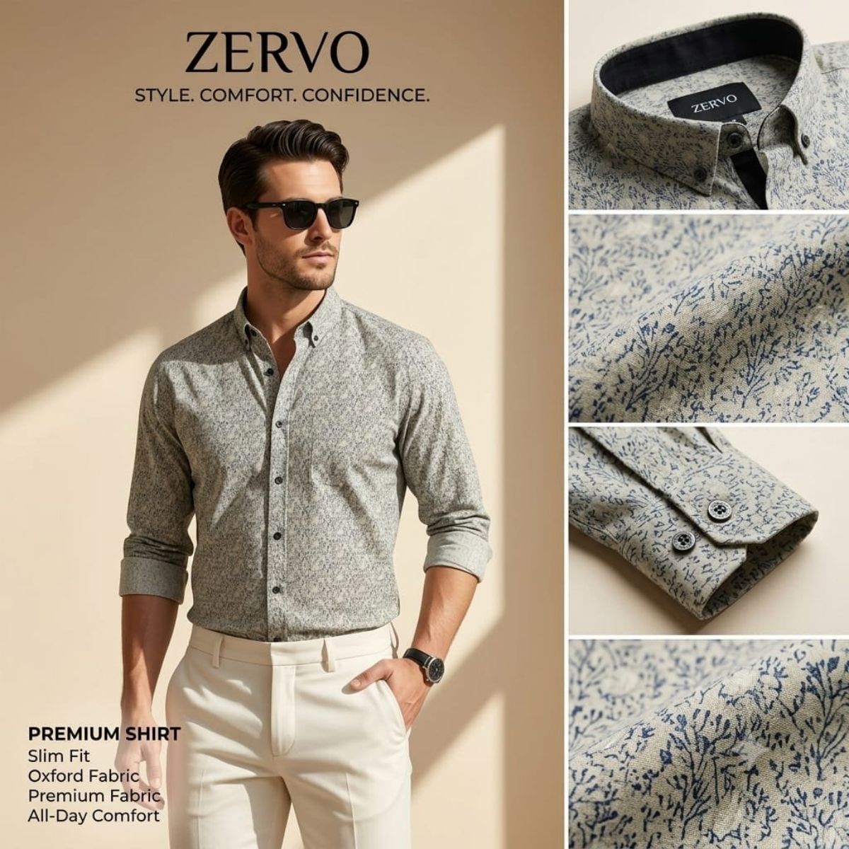 Zervo Men's Cotton Oxford Printed Shirts