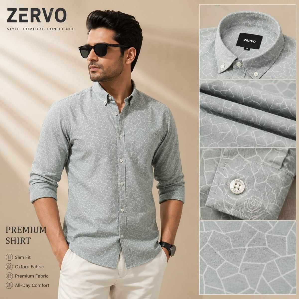 Zervo Men's Cotton Oxford Printed Shirts