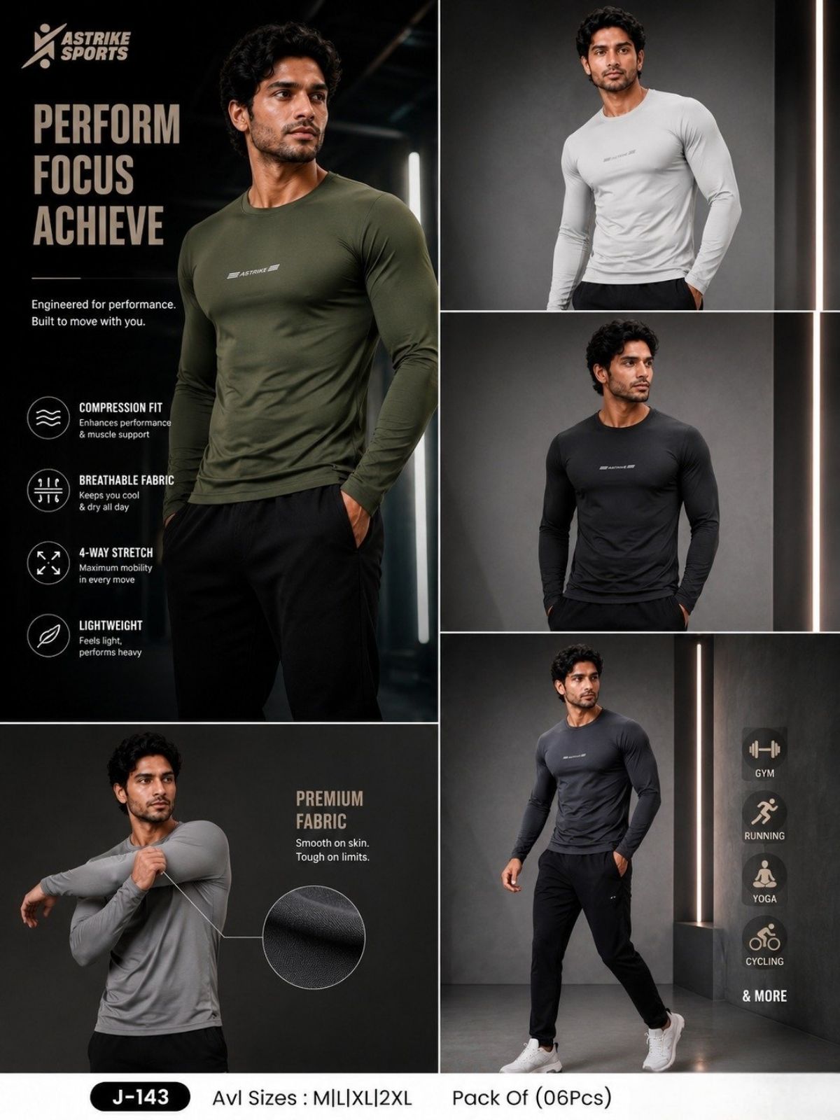 Men's Full Sleeve T-shirt Set- J-143