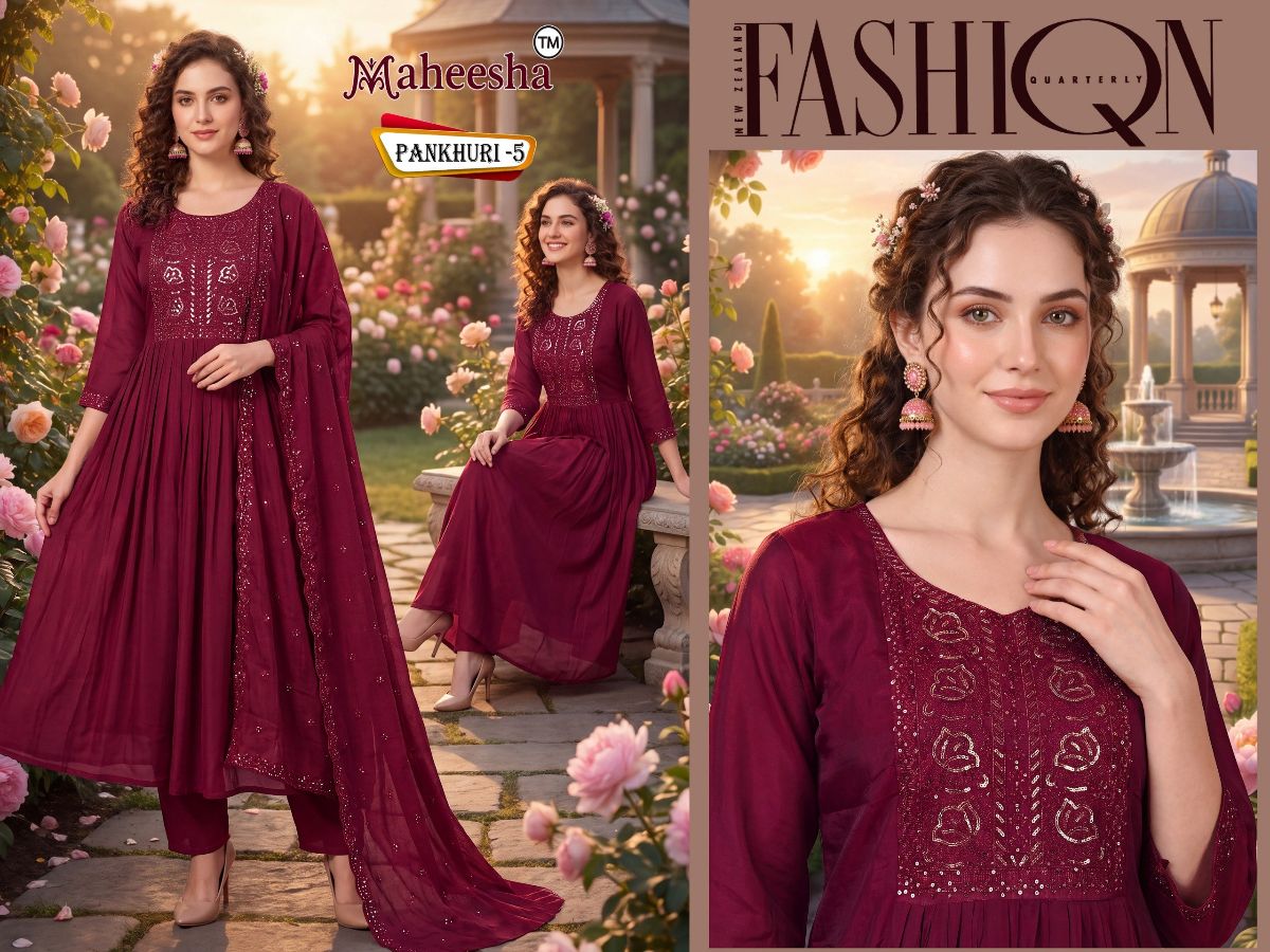 Rani Vastram Women's Ethnic Wear Suit & Bottom Set with Dupatta- Pankhuri 5