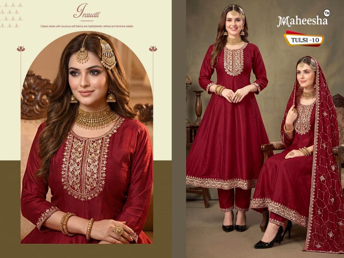 Rani Vastram Women's Ethnic Wear Suit & Bottom Set with Dupatta- Tulsi 10
