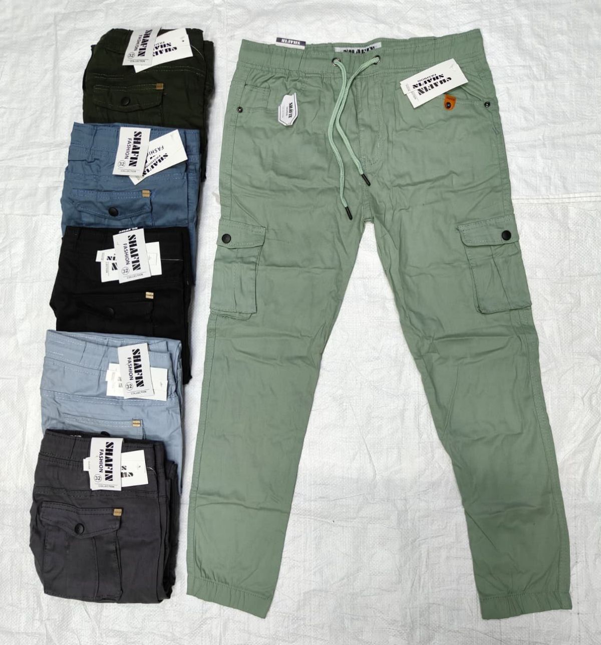 Shafin Men's Six Pockets Joggers Cargo without Elastic