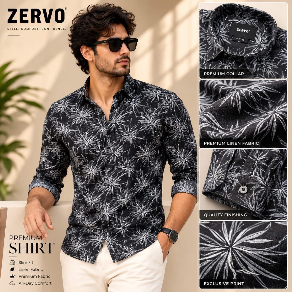 Zervo Men's Linen Printed Shirts